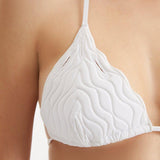 Sarita White Triangle Wave Textured Bikini Top | Moeva | Bikini Top | Each week unveils new pieces—luxury swimwear, fluid resort silhouettes, and elevated summer-to-evening essentials designed to carry you from coastal escapes to city nights.