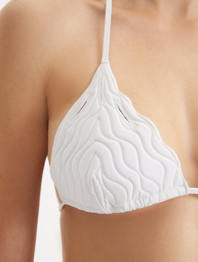 Sarita White Triangle Wave Textured Bikini Top | Moeva | Bikini Top | Each week unveils new pieces—luxury swimwear, fluid resort silhouettes, and elevated summer-to-evening essentials designed to carry you from coastal escapes to city nights.