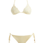 Sober Magazine - Sarita Yellow Triangle Wave Textured Side Tie Bikini Set | Moeva | Bikini Set | Each week unveils new pieces—luxury swimwear, fluid resort silhouettes, and elevated summer-to-evening essentials designed to carry you from coastal escapes to city nights.