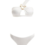 Sereia White One Shoulder Mid Coverage Satin Bikini Set | Moeva | Bikini Sets | Each week unveils new pieces—luxury swimwear, fluid resort silhouettes, and elevated summer-to-evening essentials designed to carry you from coastal escapes to city nights.