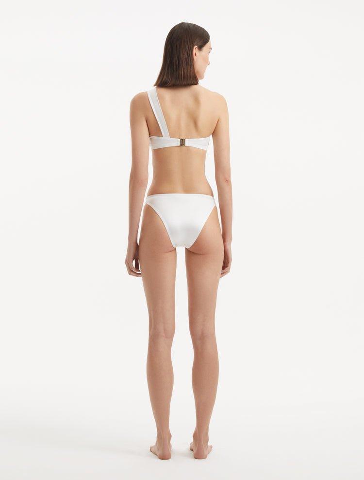 Sereia White One Shoulder Satin Bikini Top | Moeva | Bikini Top | Each week unveils new pieces—luxury swimwear, fluid resort silhouettes, and elevated summer-to-evening essentials designed to carry you from coastal escapes to city nights.