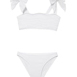 Tia White Kids Bikini Set with Bow Strap Detail | Moeva | Kids Bikinis | Each week unveils new pieces—luxury swimwear, fluid resort silhouettes, and elevated summer-to-evening essentials designed to carry you from coastal escapes to city nights.