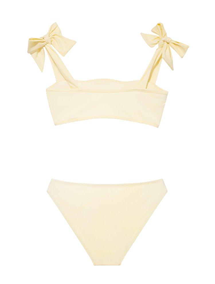 Tia Yellow Kids Bikini Set with Bow Strap Detail | Moeva | Kids Bikinis | Each week unveils new pieces—luxury swimwear, fluid resort silhouettes, and elevated summer-to-evening essentials designed to carry you from coastal escapes to city nights.