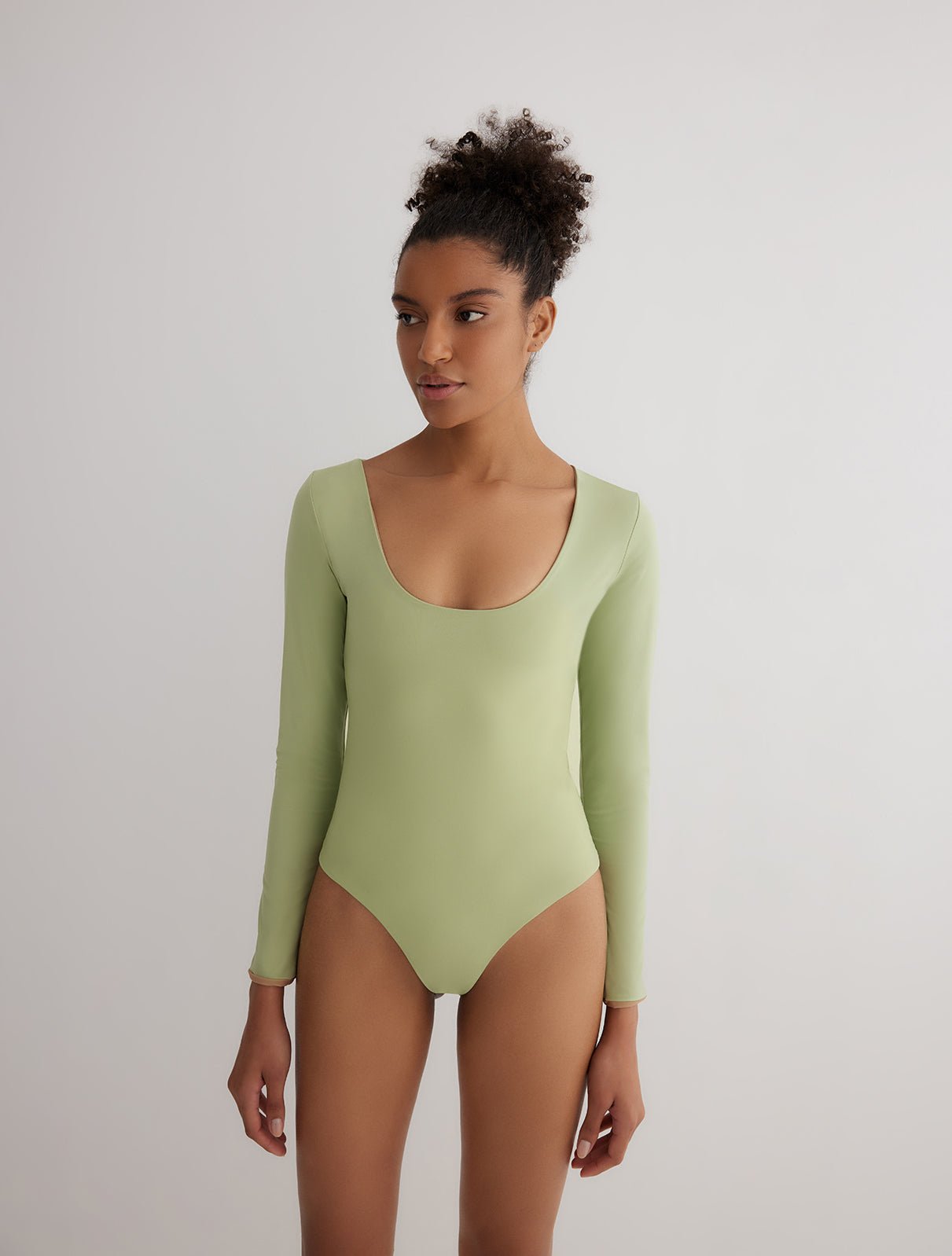 Ulrika Green/Nude Reversible Bodysuit Moeva