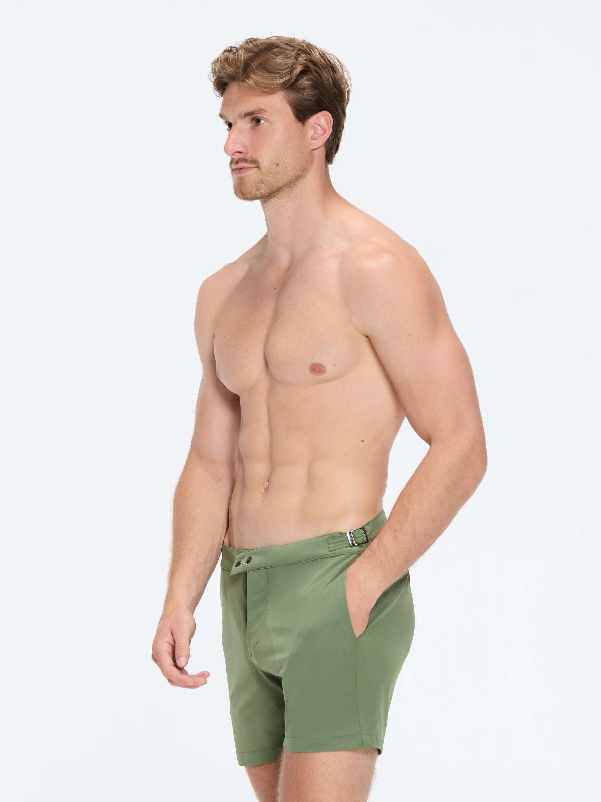 Jack Army Green Bulldog Swim Shorts | Moeva | Shorts | Each week unveils new pieces—luxury swimwear, fluid resort silhouettes, and elevated summer-to-evening essentials designed to carry you from coastal escapes to city nights.