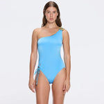 Esterelle One Shoulder Gold Detailed Satin Blue Swimsuit | Moeva | Swimsuit | Each week unveils new pieces—luxury swimwear, fluid resort silhouettes, and elevated summer-to-evening essentials designed to carry you from coastal escapes to city nights.