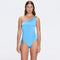 Esterelle One Shoulder Gold Detailed Satin Blue Swimsuit | Moeva | Swimsuit | Each week unveils new pieces—luxury swimwear, fluid resort silhouettes, and elevated summer-to-evening essentials designed to carry you from coastal escapes to city nights.