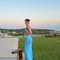 Yasemin Özilhan - Fewa Blue One-Shoulder Knitted Maxi Dress with Side Cut-Out Detail | Moeva | Dress | Each week unveils new pieces—luxury swimwear, fluid resort silhouettes, and elevated summer-to-evening essentials designed to carry you from coastal escapes to city nights.