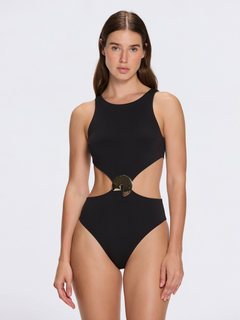 Honora Black High Neck Cut-Out One Piece Swimsuit | Moeva | Swimsuit | Each week unveils new pieces—luxury swimwear, fluid resort silhouettes, and elevated summer-to-evening essentials designed to carry you from coastal escapes to city nights.