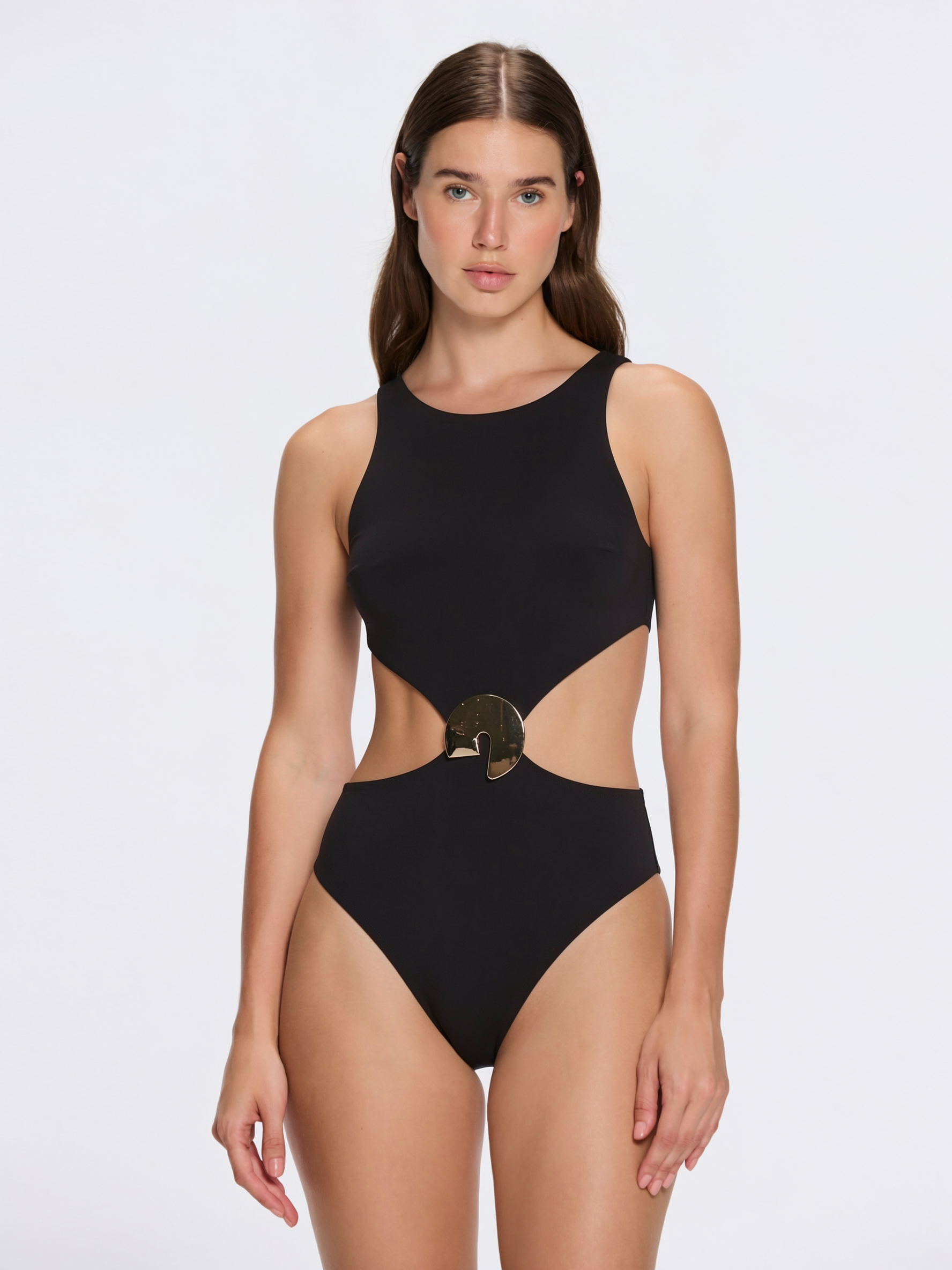 Honora Black High Neck Cut-Out One Piece Swimsuit | Moeva | Swimsuit | Each week unveils new pieces—luxury swimwear, fluid resort silhouettes, and elevated summer-to-evening essentials designed to carry you from coastal escapes to city nights.