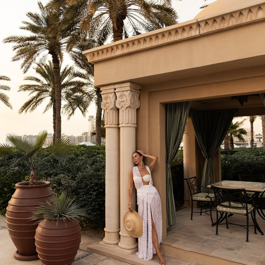 Julia Mateian - Aveline Sleeveless Lace Maxi Kaftan | Moeva | Kaftan | Each week unveils new pieces—luxury swimwear, fluid resort silhouettes, and elevated summer-to-evening essentials designed to carry you from coastal escapes to city nights.