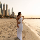 Julia Mateian - Violet White One Shoulder Maxi Dress