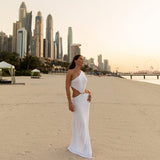 Julia Mateian - Violet White One Shoulder Maxi Dress