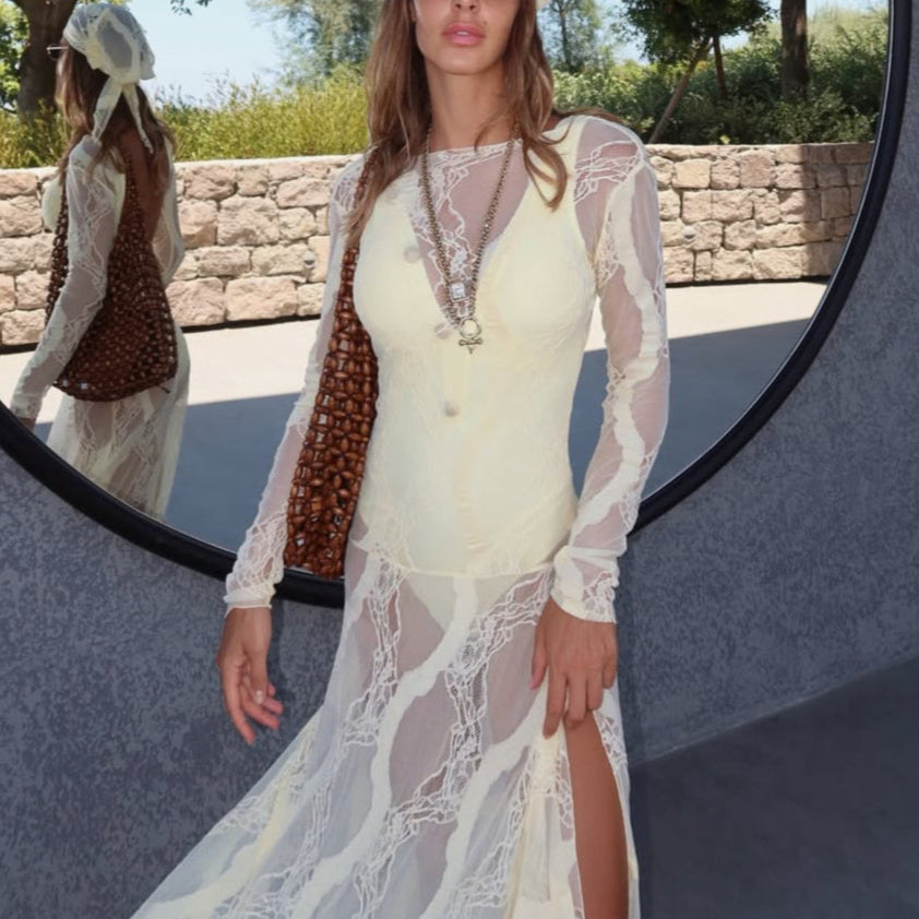 Aslisah Alkoclar - Naida Yellow V Neck Textured Swimsuit | Moeva | Swimsuit | Each week unveils new pieces—luxury swimwear, fluid resort silhouettes, and elevated summer-to-evening essentials designed to carry you from coastal escapes to city nights.