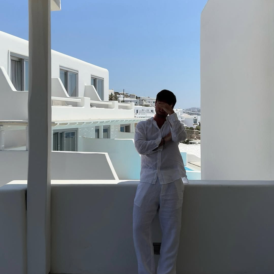 Andres Rasmussen - Harry White Linen Shirt with Spread Collar And Adrian Linen Straight-Leg Pants | Moeva | Set | Each week unveils new pieces—luxury swimwear, fluid resort silhouettes, and elevated summer-to-evening essentials designed to carry you from coastal escapes to city nights.