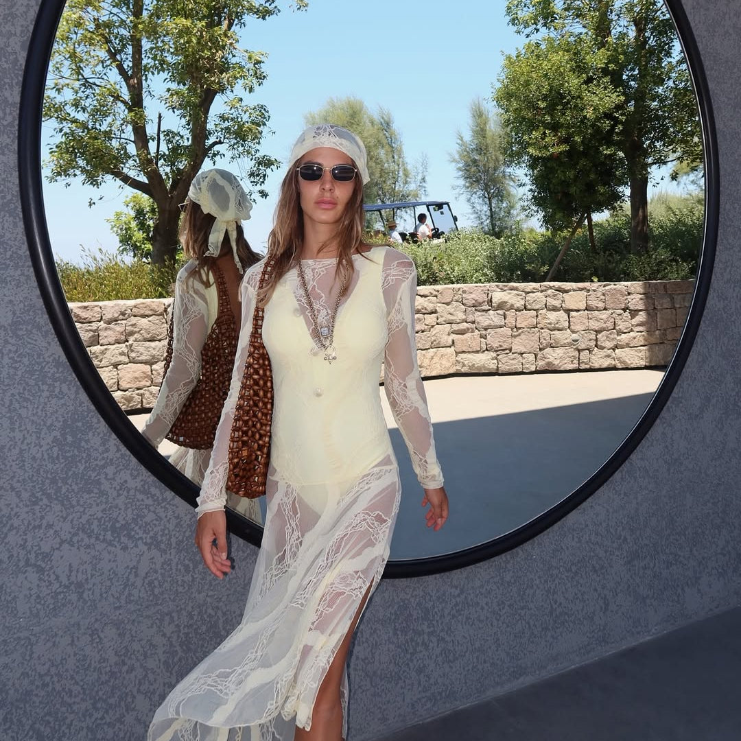 Aslisah Alkoclar - Naida Yellow V Neck Textured Swimsuit | Moeva | Swimsuit | Each week unveils new pieces—luxury swimwear, fluid resort silhouettes, and elevated summer-to-evening essentials designed to carry you from coastal escapes to city nights.