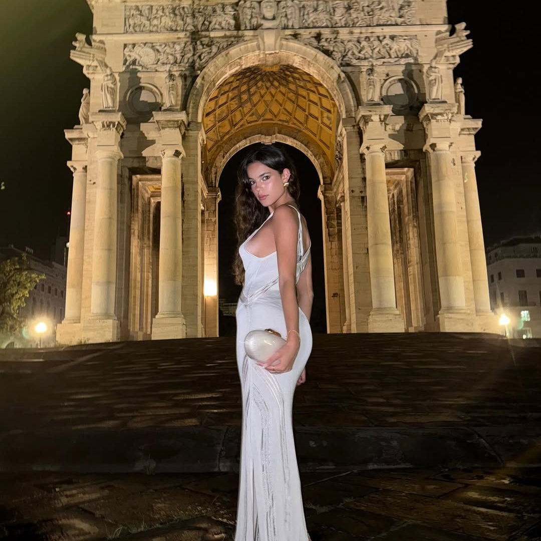 Ella Mendelsohn - Odessa Silver V Neck Knit Maxi Dress | Moeva | Dress | Each week unveils new pieces—luxury swimwear, fluid resort silhouettes, and elevated summer-to-evening essentials designed to carry you from coastal escapes to city nights.