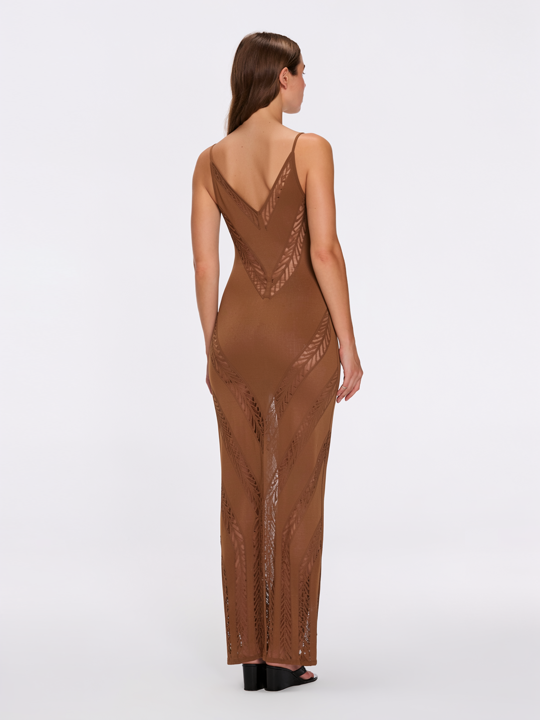Mimi Brown Mesh Knitted Maxi Dress | Moeva | Dress | Each week unveils new pieces—luxury swimwear, fluid resort silhouettes, and elevated summer-to-evening essentials designed to carry you from coastal escapes to city nights.