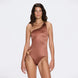 Esterelle One Shoulder Gold Detailed Satin Brown Swimsuit | Moeva | Swimsuit | Each week unveils new pieces—luxury swimwear, fluid resort silhouettes, and elevated summer-to-evening essentials designed to carry you from coastal escapes to city nights.