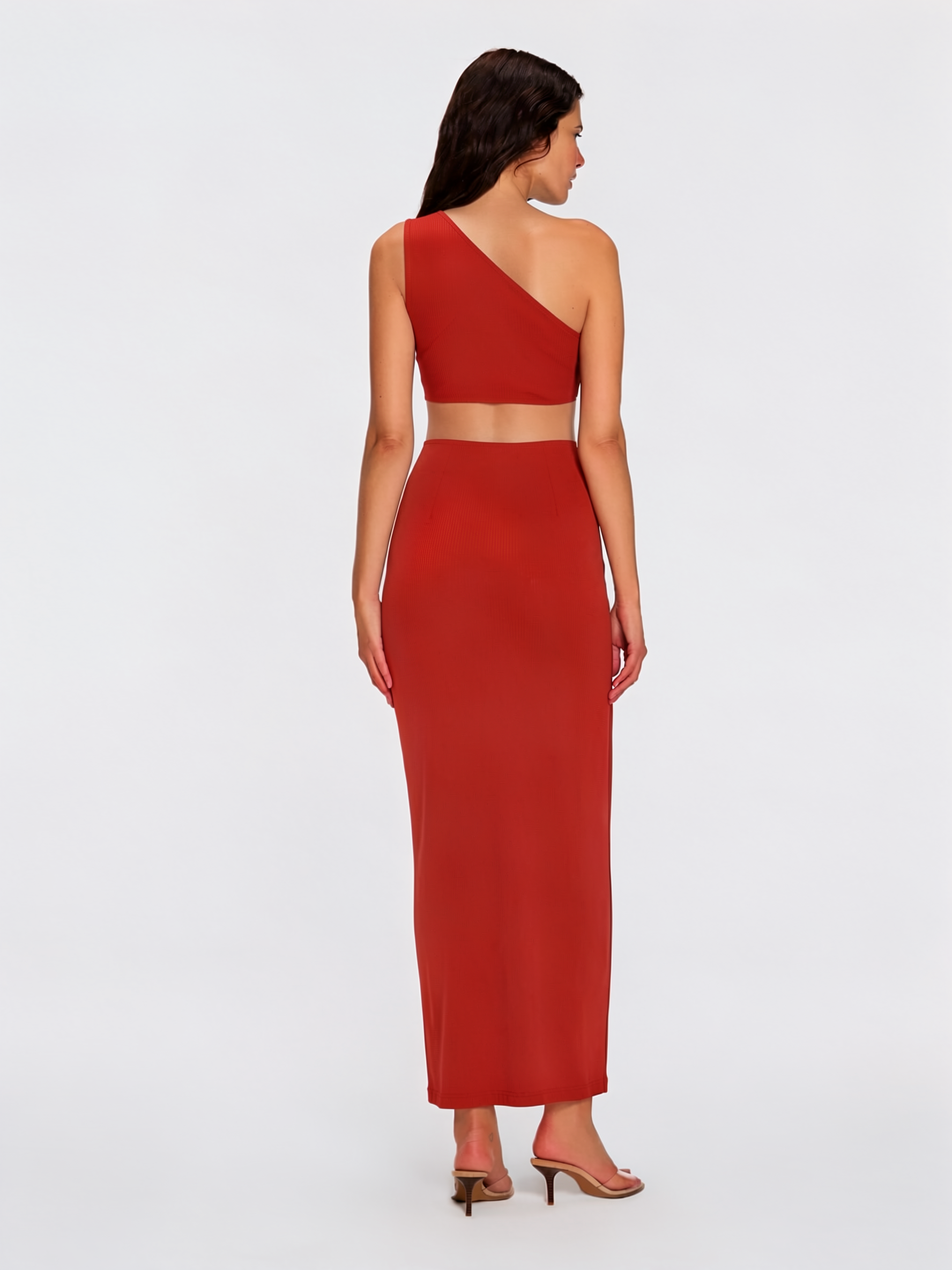 Violet Red One-Shoulder Textured Maxi Dress with Cut-Out Detail | Moeva | Dress | Each week unveils new pieces—luxury swimwear, fluid resort silhouettes, and elevated summer-to-evening essentials designed to carry you from coastal escapes to city nights.