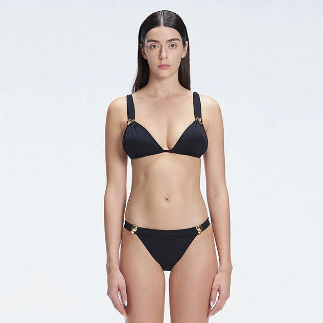 Zella Black Triangle Mid Coverage Solid Bikini Sets | Moeva | Bikini Set | Each week unveils new pieces—luxury swimwear, fluid resort silhouettes, and elevated summer-to-evening essentials designed to carry you from coastal escapes to city nights.
