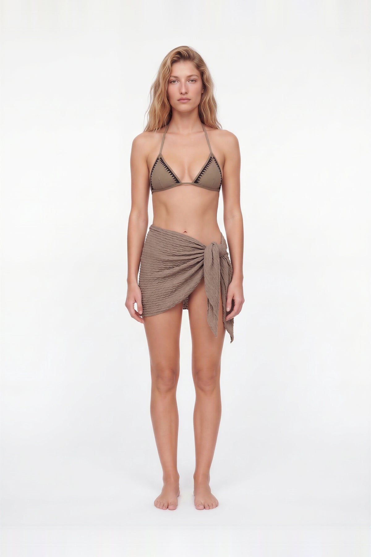 Ade Nude Crinkle Tie-Side Sarong by Moeva | Sarong from MOEVA's luxury swimwear and resortwear collection, perfect for beach days, resort escapes and summer styling.
