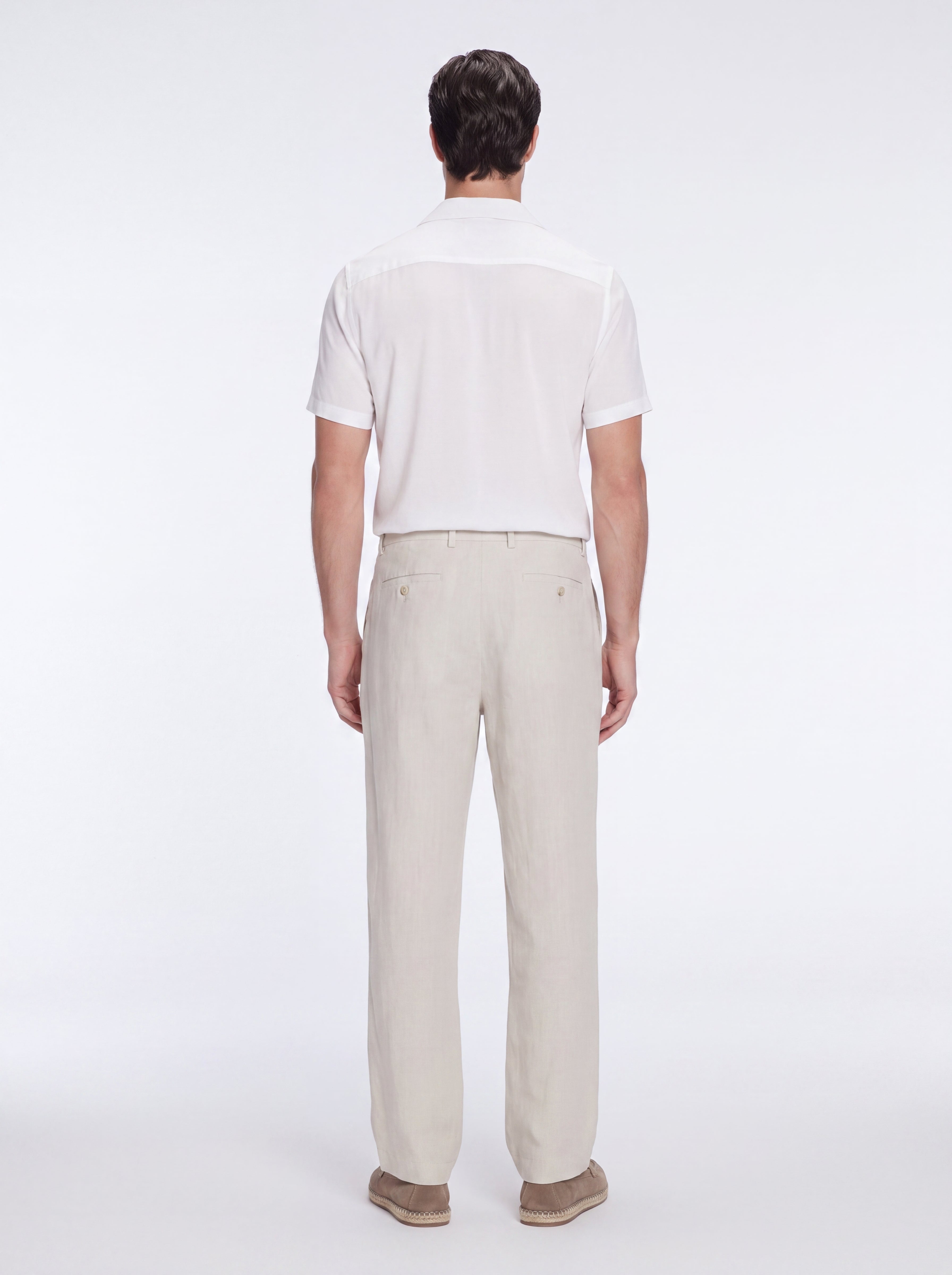 Adrian Beige Linen Straight-Leg Pants | Moeva | Pants | Each week unveils new pieces—luxury swimwear, fluid resort silhouettes, and elevated summer-to-evening essentials designed to carry you from coastal escapes to city nights.