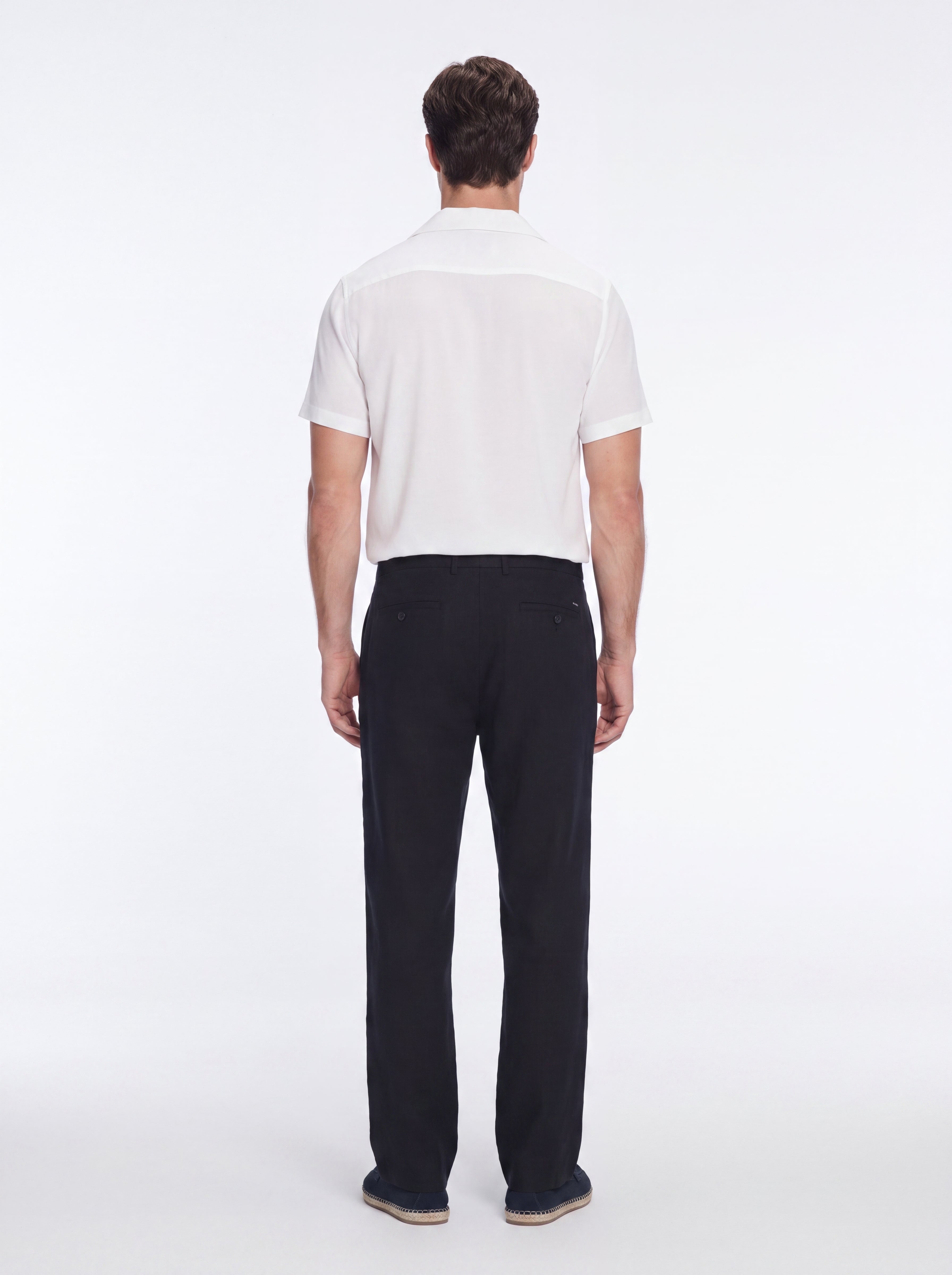Adrian Black Linen Straight-Leg Pants | Moeva | Pants | Each week unveils new pieces—luxury swimwear, fluid resort silhouettes, and elevated summer-to-evening essentials designed to carry you from coastal escapes to city nights.