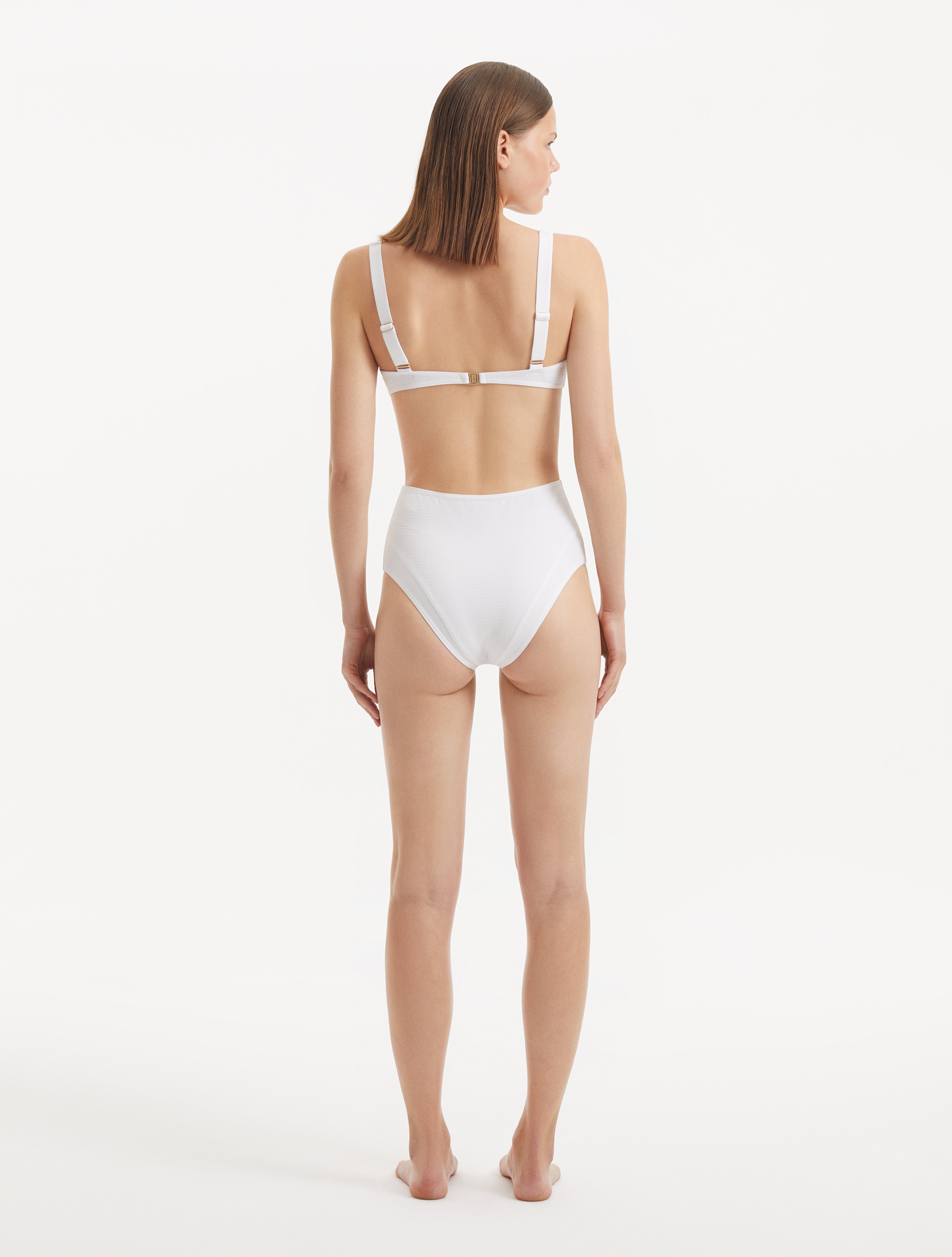 Adva White Balconette Textured High Waist Bikini Set | Moeva | Bikini Set | Each week unveils new pieces—luxury swimwear, fluid resort silhouettes, and elevated summer-to-evening essentials designed to carry you from coastal escapes to city nights.