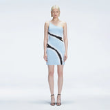 Agatha Blue Knit One Shoulder Mini Dress