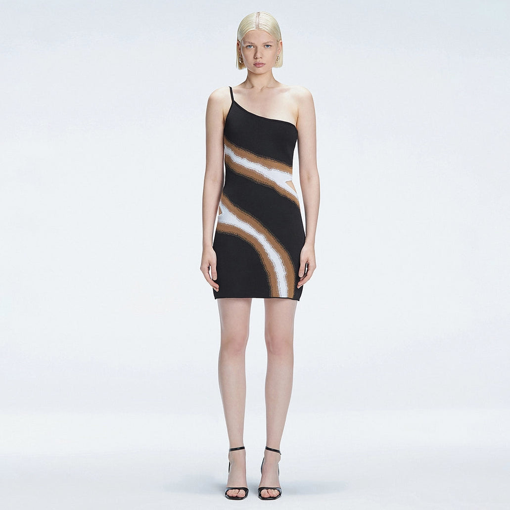 Agatha Black Knit One Shoulder Mini Dress | Moeva | Dress | Each week unveils new pieces—luxury swimwear, fluid resort silhouettes, and elevated summer-to-evening essentials designed to carry you from coastal escapes to city nights.