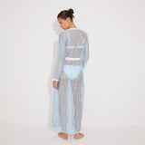 Aitana Blue/White Open-Knit Belted Long Kaftan | Moeva | Kaftans | Each week unveils new pieces—luxury swimwear, fluid resort silhouettes, and elevated summer-to-evening essentials designed to carry you from coastal escapes to city nights.