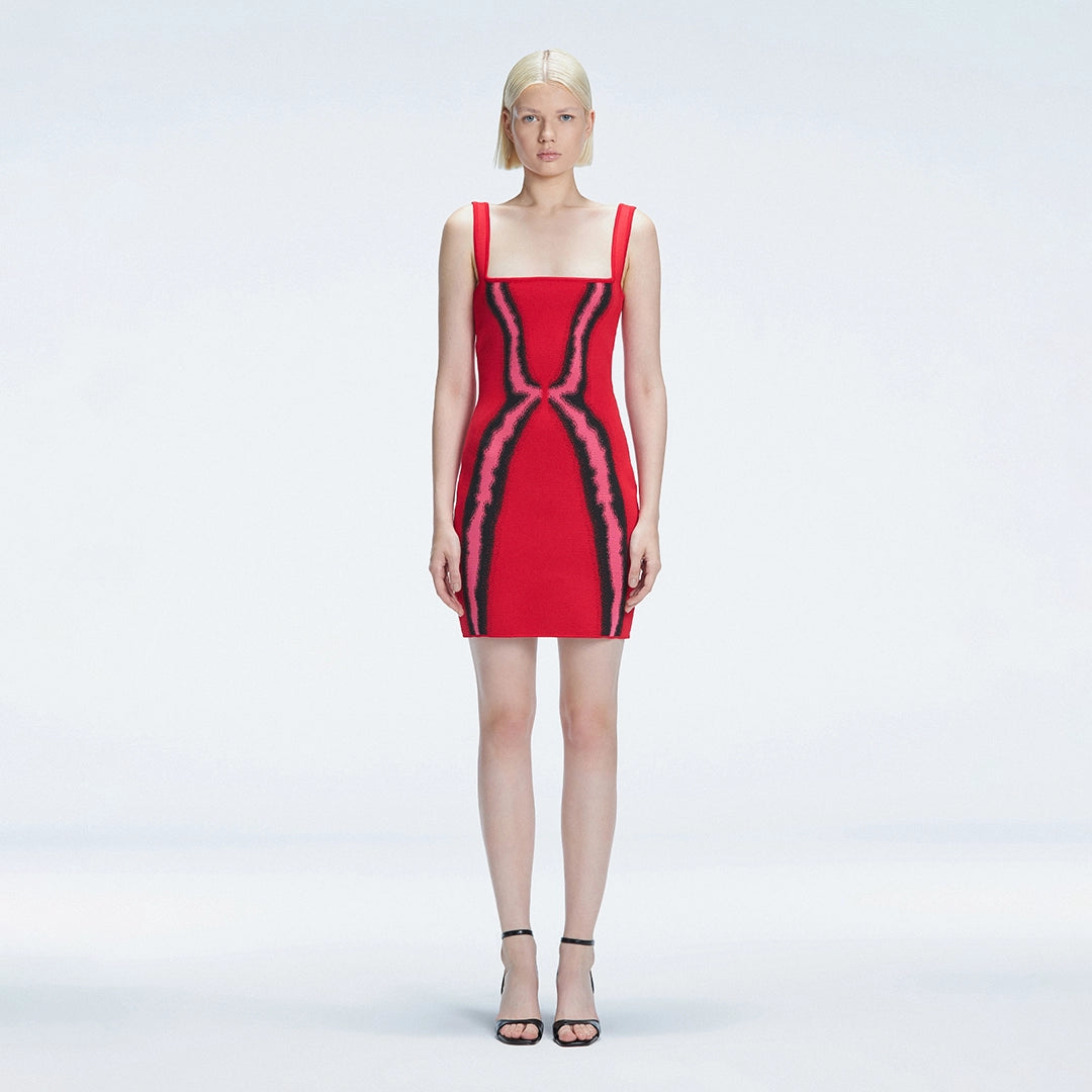 Anais Red Degraded Square Neck Mini Dress | Moeva | Dress | Each week unveils new pieces—luxury swimwear, fluid resort silhouettes, and elevated summer-to-evening essentials designed to carry you from coastal escapes to city nights.