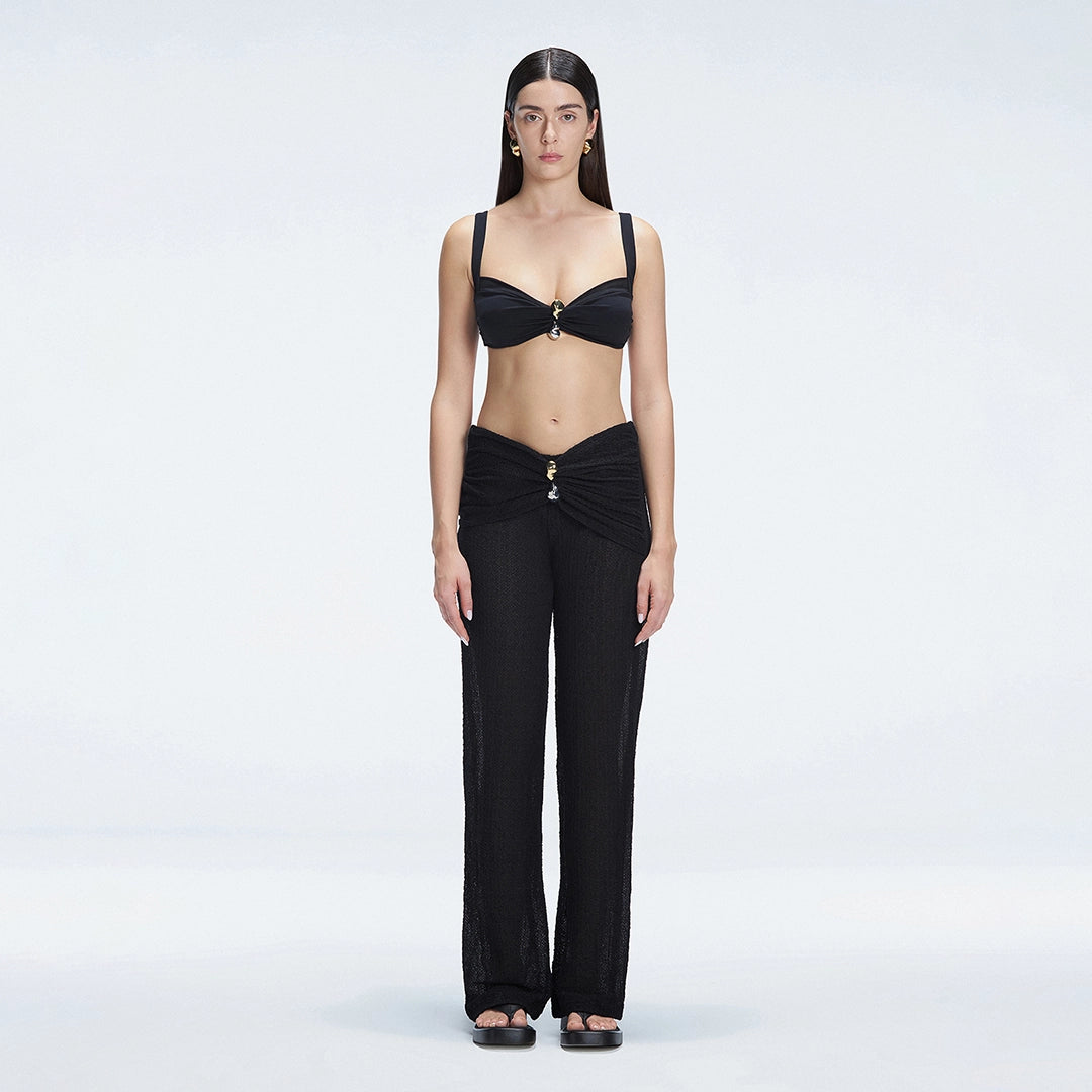 Angelique Black High Waist Beach Pant | Moeva | Women Beachwear Pants | Each week unveils new pieces—luxury swimwear, fluid resort silhouettes, and elevated summer-to-evening essentials designed to carry you from coastal escapes to city nights.
