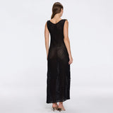 Angles Black High-Neck Maxi Dress with Tie-Side and Gold Detail | Moeva | Beachwear Dresses | Each week unveils new pieces—luxury swimwear, fluid resort silhouettes, and elevated summer-to-evening essentials designed to carry you from coastal escapes to city nights.