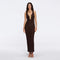 Antibes Brown Metallic Knit Deep V-Neck Maxi Dress with Gold Detail | Moeva | Dress | Each week unveils new pieces—luxury swimwear, fluid resort silhouettes, and elevated summer-to-evening essentials designed to carry you from coastal escapes to city nights.