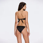 Astrid Bandeau Gold Detail Mid Coverage Satin Black Bikini Set | Moeva | Bikini Bottom | Each week unveils new pieces—luxury swimwear, fluid resort silhouettes, and elevated summer-to-evening essentials designed to carry you from coastal escapes to city nights.