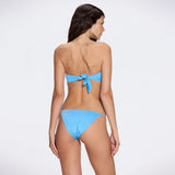 Astrid Bandeau Gold Detail Mid Coverage Satin Blue Bikini Set | Moeva | Bikini Bottom | Each week unveils new pieces—luxury swimwear, fluid resort silhouettes, and elevated summer-to-evening essentials designed to carry you from coastal escapes to city nights.