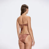 Astrid Bandeau Gold Detail Mid Coverage Satin Brown Bikini Set | Moeva | Bikini Bottom | Each week unveils new pieces—luxury swimwear, fluid resort silhouettes, and elevated summer-to-evening essentials designed to carry you from coastal escapes to city nights.