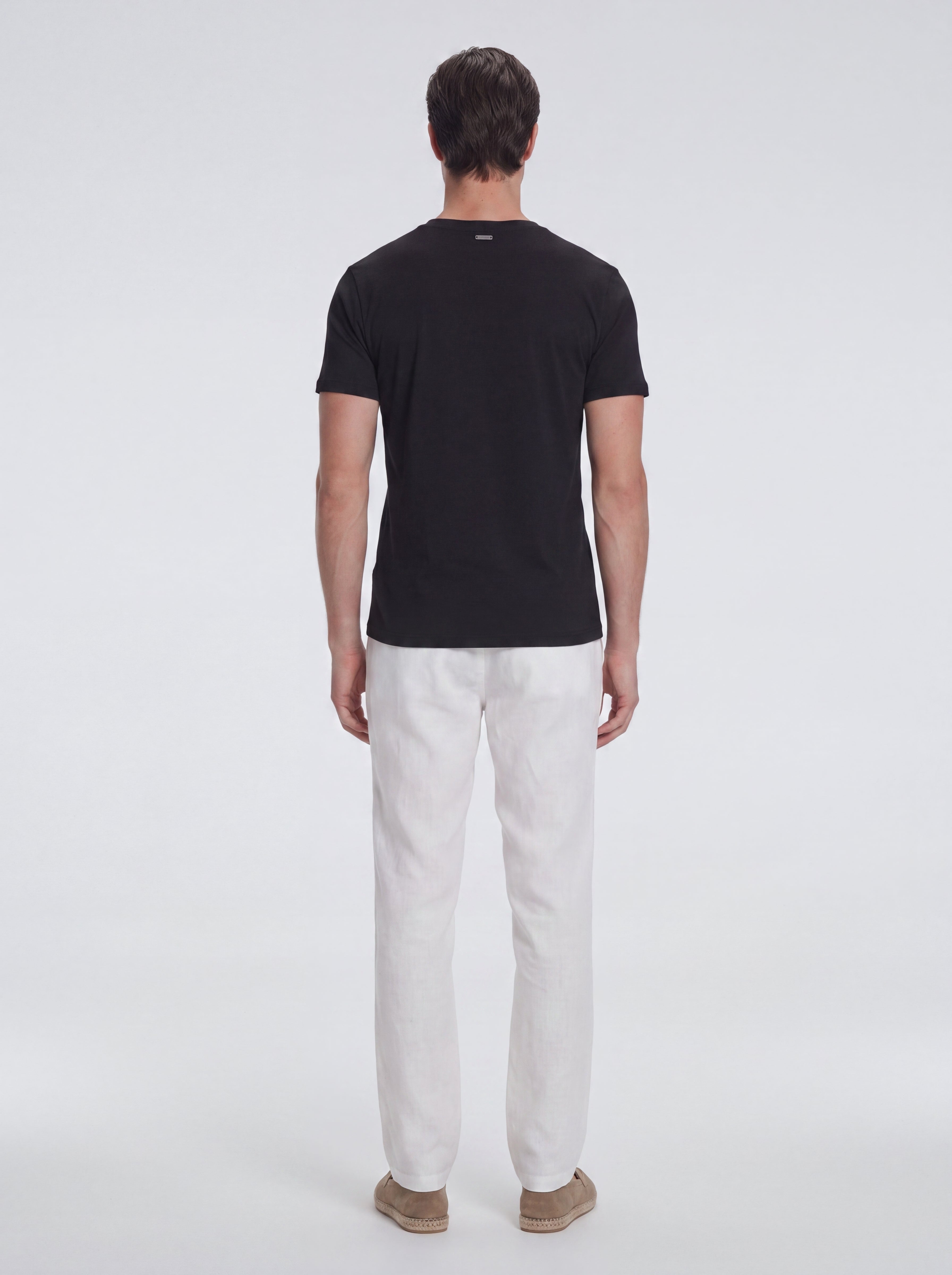 Atlas Black Cotton Round Neck T-Shirt | Moeva | T-Shirt | Each week unveils new pieces—luxury swimwear, fluid resort silhouettes, and elevated summer-to-evening essentials designed to carry you from coastal escapes to city nights.