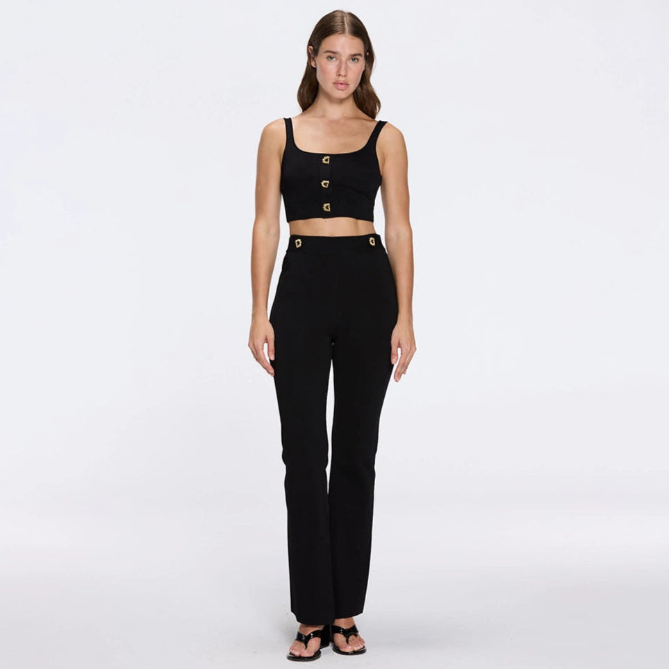 Aureline Top And Colette Knitted High Waist Black Pants Set | Moeva | Set | Each week unveils new pieces—luxury swimwear, fluid resort silhouettes, and elevated summer-to-evening essentials designed to carry you from coastal escapes to city nights.
