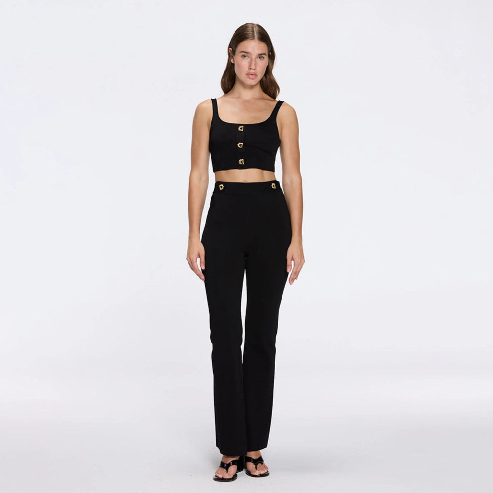 Aureline Top And Colette Knitted High Waist Black Pants Set | Moeva | RTW Bustiers | Each week unveils new pieces—luxury swimwear, fluid resort silhouettes, and elevated summer-to-evening essentials designed to carry you from coastal escapes to city nights.