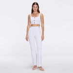 Aureline Top And Colette Knitted High Waist White Pants Set | Moeva | RTW Bustiers | Each week unveils new pieces—luxury swimwear, fluid resort silhouettes, and elevated summer-to-evening essentials designed to carry you from coastal escapes to city nights.