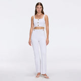 Aureline Top And Colette Knitted High Waist White Pants Set | Moeva | RTW Bustiers | Each week unveils new pieces—luxury swimwear, fluid resort silhouettes, and elevated summer-to-evening essentials designed to carry you from coastal escapes to city nights.