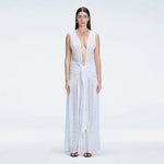 Aveline White Sleeveless Lace Maxi Kaftan | Moeva | Beachwear Dresses | Each week unveils new pieces—luxury swimwear, fluid resort silhouettes, and elevated summer-to-evening essentials designed to carry you from coastal escapes to city nights.
