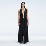 Aveline Black Sleeveless Lace Maxi Kaftan | Moeva | Beachwear Dresses | Each week unveils new pieces—luxury swimwear, fluid resort silhouettes, and elevated summer-to-evening essentials designed to carry you from coastal escapes to city nights.