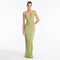 Azalea Green Knitted Maxi Dress with Side Mesh Panels | Moeva | Dress | Each week unveils new pieces—luxury swimwear, fluid resort silhouettes, and elevated summer-to-evening essentials designed to carry you from coastal escapes to city nights.