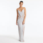Azalea Silver Knitted Maxi Dress with Side Mesh Panels | Moeva | Dress | Each week unveils new pieces—luxury swimwear, fluid resort silhouettes, and elevated summer-to-evening essentials designed to carry you from coastal escapes to city nights.
