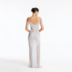Azalea Silver Knitted Maxi Dress with Side Mesh Panels | Moeva | Dress | Each week unveils new pieces—luxury swimwear, fluid resort silhouettes, and elevated summer-to-evening essentials designed to carry you from coastal escapes to city nights.