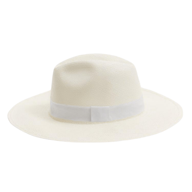 Billy White Natural Straw Hat with Grosgrain Band | Moeva | Hat | Each week unveils new pieces—luxury swimwear, fluid resort silhouettes, and elevated summer-to-evening essentials designed to carry you from coastal escapes to city nights.